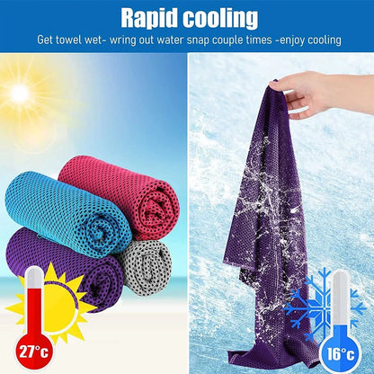 30x100cm sports cooling towel showing gray color with physical evaporation technology for instant cooling