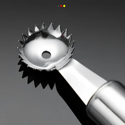 Stainless steel strawberry stem remover tool with 15cm length and 1.5cm coring tip