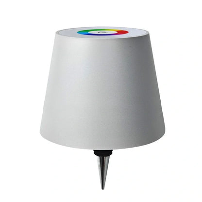 Wireless LED desk lamp with wine bottle design showing detachable components and touch control panel