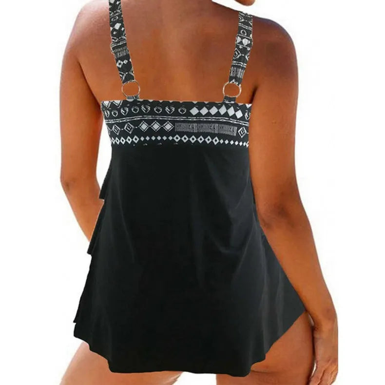 Split Swimsuit Women's Plus Size Double Shoulder Strap Bow Design Sleeveless Swimwear Polyester Fabric Swimming and Wading Use Picture Colour Available Sizes M L XL 2XL 3XL