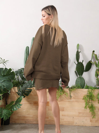 Cozy women's loungewear set in various colors and sizes, including brown camel, soil gray, and light gray