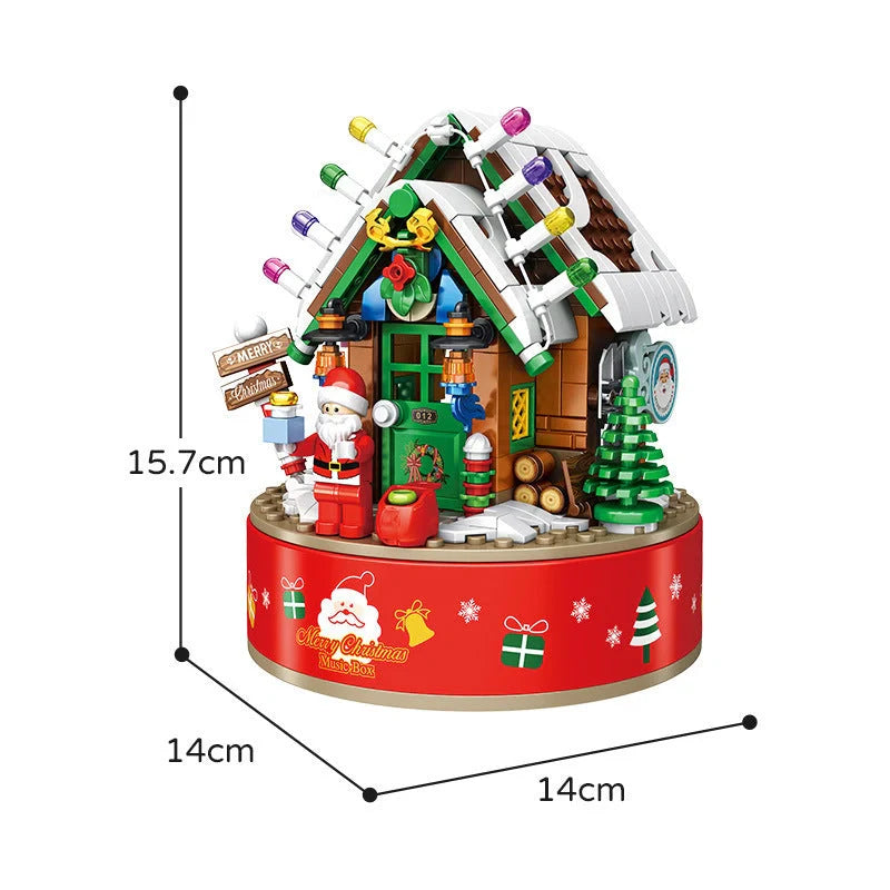 DIY LED shining music box Christmas tree ornaments for kids with over 502 building blocks