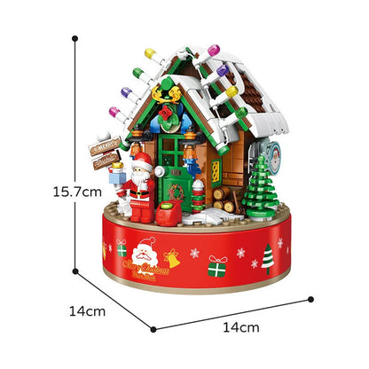 DIY LED shining music box Christmas tree ornaments for kids with over 502 building blocks