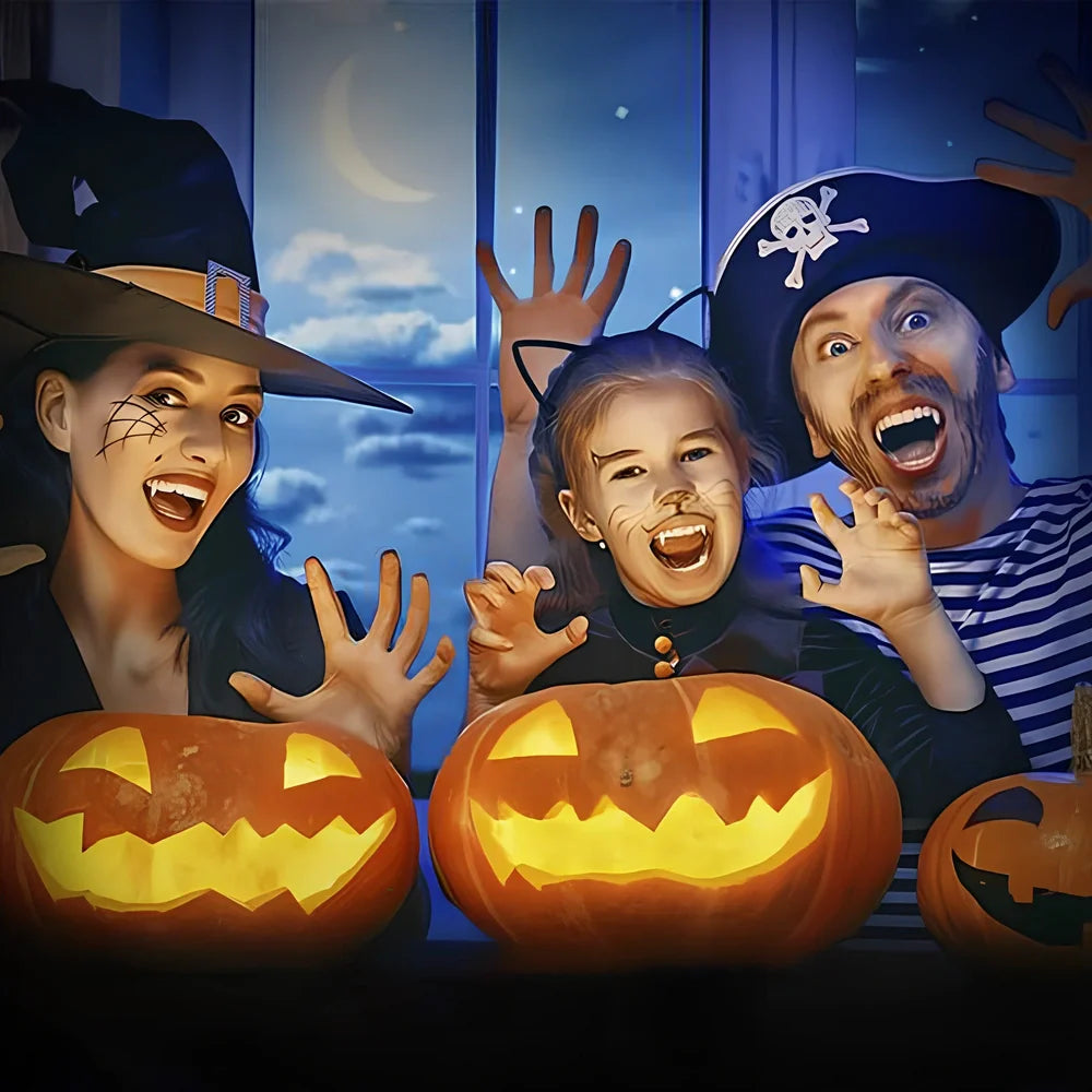 Retractable vampire teeth showing extended 2cm fangs with spring mechanism