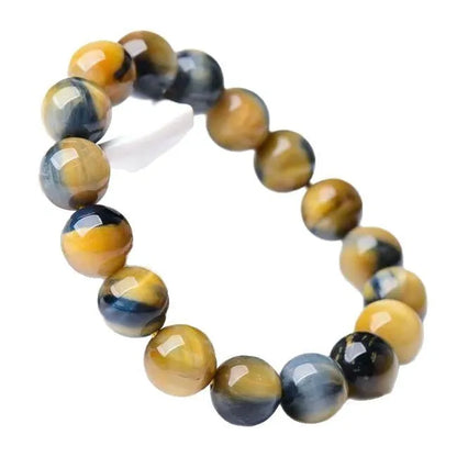 Fantasy Tiger Eye agate stone bracelet with 10mm round geometric beads