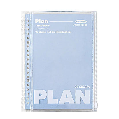 A5 PVC notebook storage organiser with clear front window in white or blue colour
