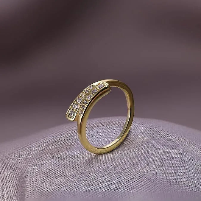 Geometric toe ring with 14K gold plating in rhinestone, water drop, golden diamonds, or golden flowers colours