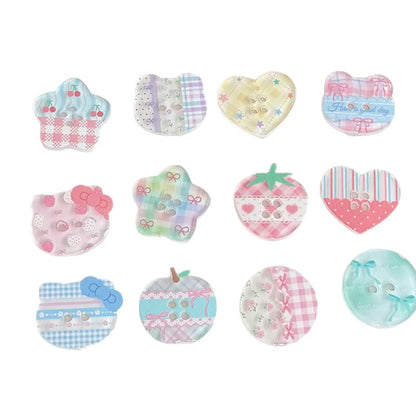 DIY acrylic button with cartoon plaid design measuring 2cm diameter for clothing customisation projects