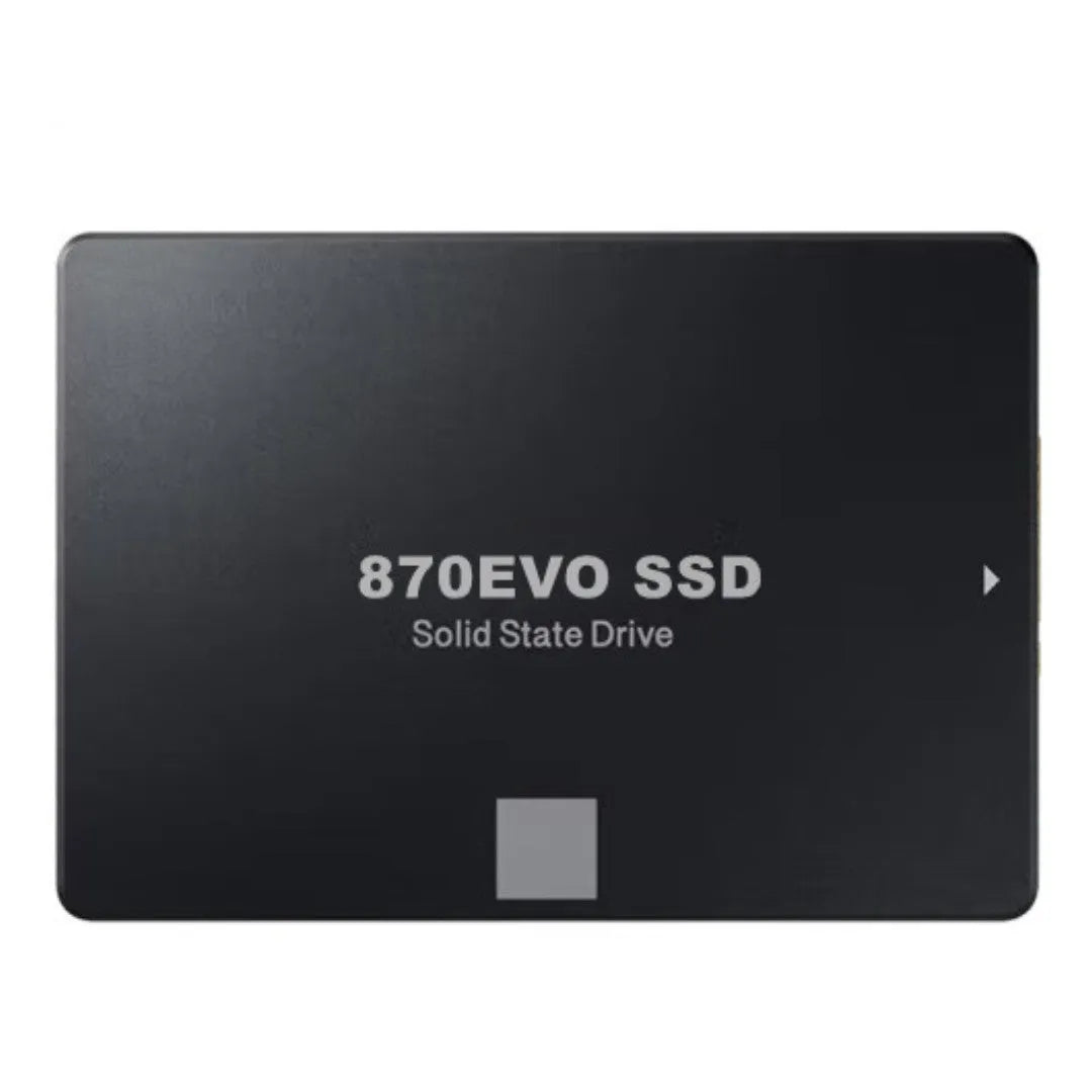 A 2.5-inch SATA solid-state drive (SSD) for computer storage upgrades.