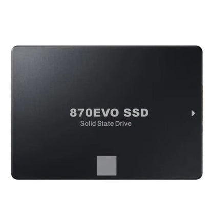 A 2.5-inch SATA solid-state drive (SSD) for computer storage upgrades.