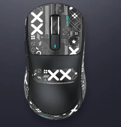 Wired wireless Bluetooth three-mode rechargeable mouse in black, white, lavender, red, or orange with antislip tape options