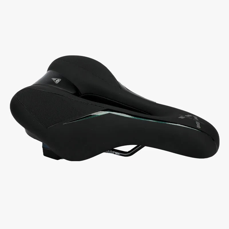Mountain bike saddle 26x18x6cm in blue gradient, leather fabric and silicone bicycle seat cushion