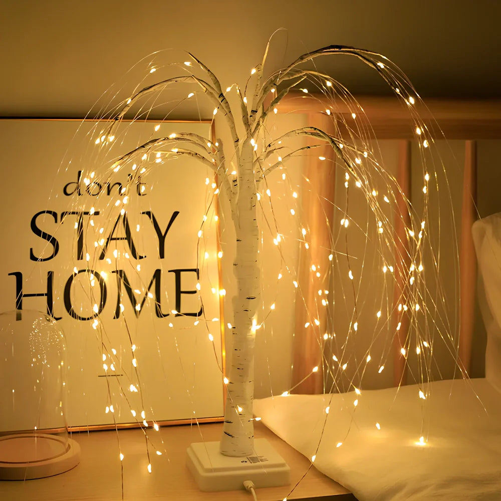 Copper wire decorative night light with 192 LED beads arranged on flexible 500mm branches