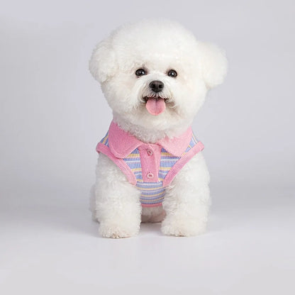 Pink purple vest for small dogs with weight-based sizing from XXS to XXL for autumn weather