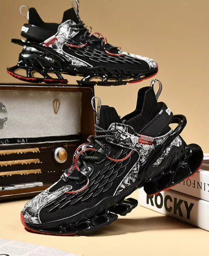 Soft Bottom Blade Running Sneaker in white, apricot, and black with breathable mesh upper and rubber sole