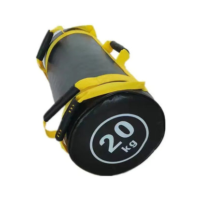 White PVC training sandbag with adjustable weights from 5kg to 30kg for gym and home fitness