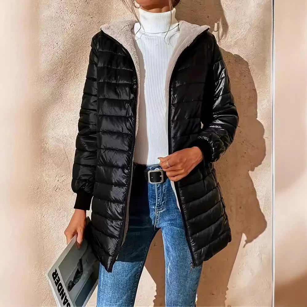 Ladies' jacket with regular long sleeves in cotton fabric, colours black, grey, khaki, sizes S to 4XL
