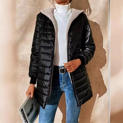 Ladies' jacket with regular long sleeves in cotton fabric, colours black, grey, khaki, sizes S to 4XL
