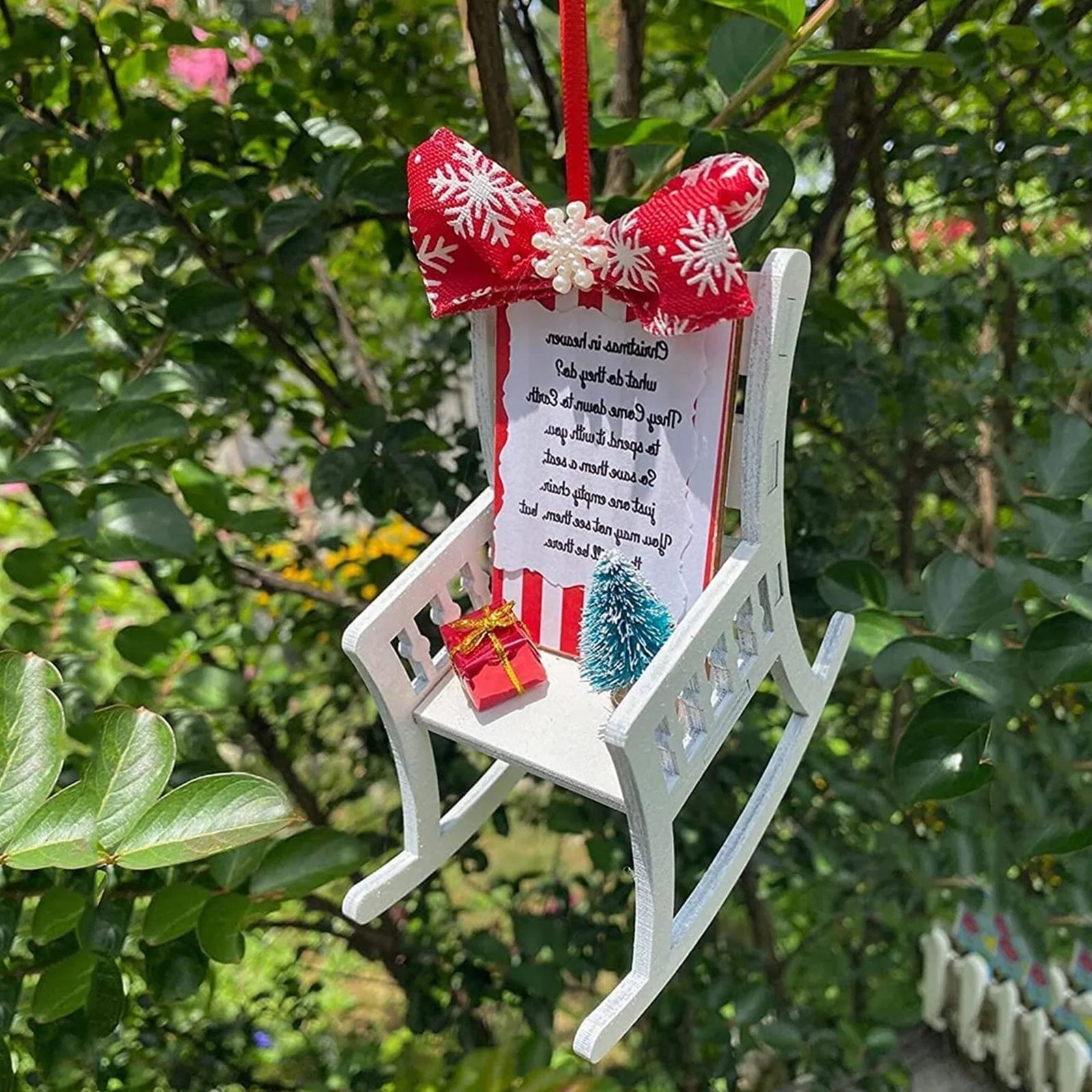 Heaven Chair Christmas Ornament memorial decoration with rustic design