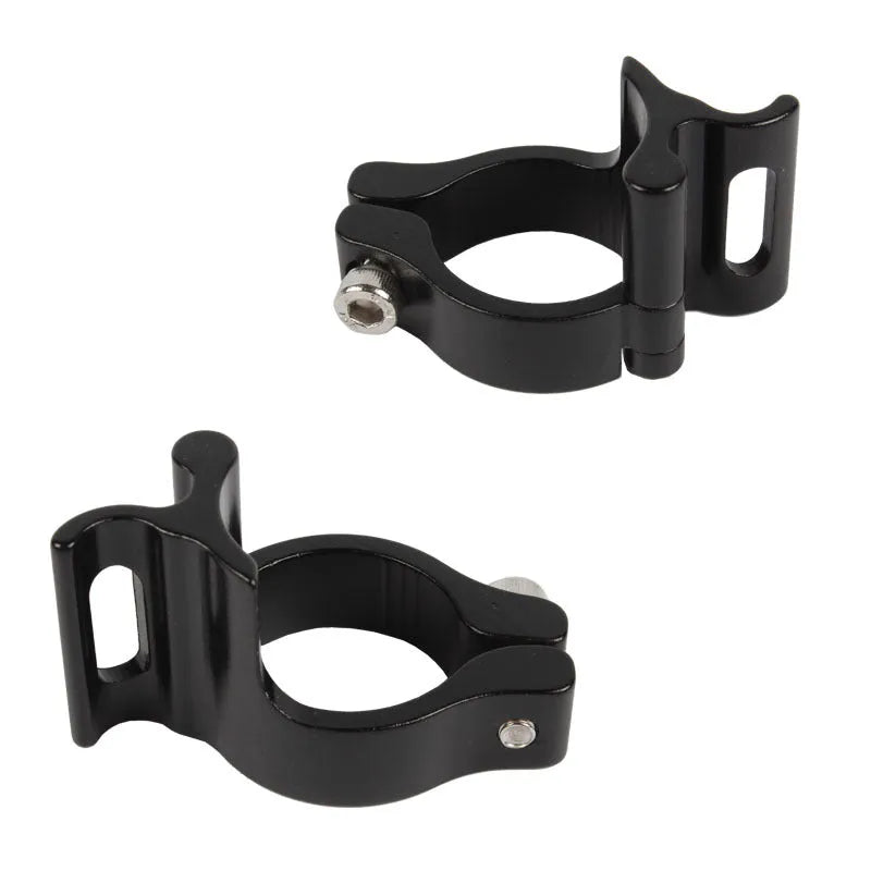 Black aluminium alloy vehicle clamp ring with 28.6mm internal diameter for steel frame mounting
