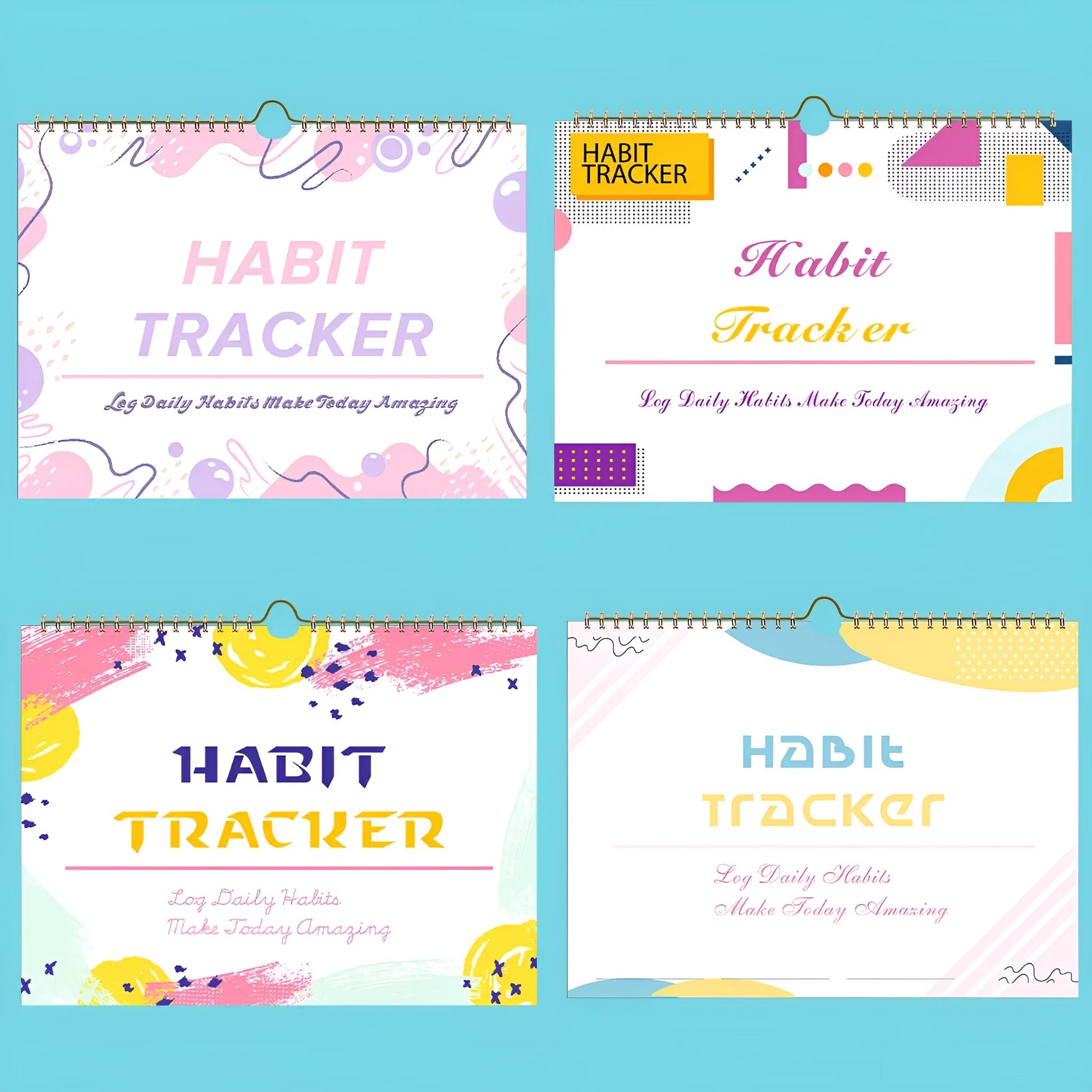 Habit tracking planning book in A4 size with multiple colour options