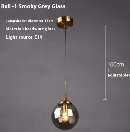 Simple modern round glass ball chandelier ceiling light in Nordic style