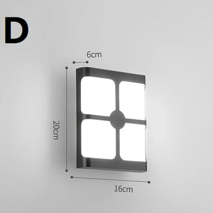 Waterproof outdoor wall light with PC lampshade measuring 200x160mm and LED illumination