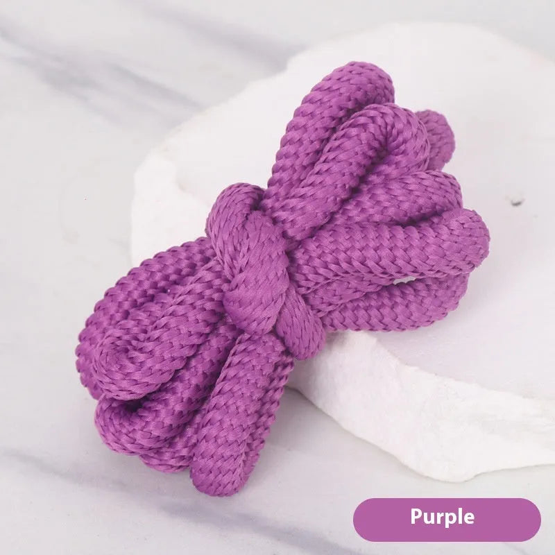 Round braided cotton shoelaces in multiple colours showing width and length options on a white background.