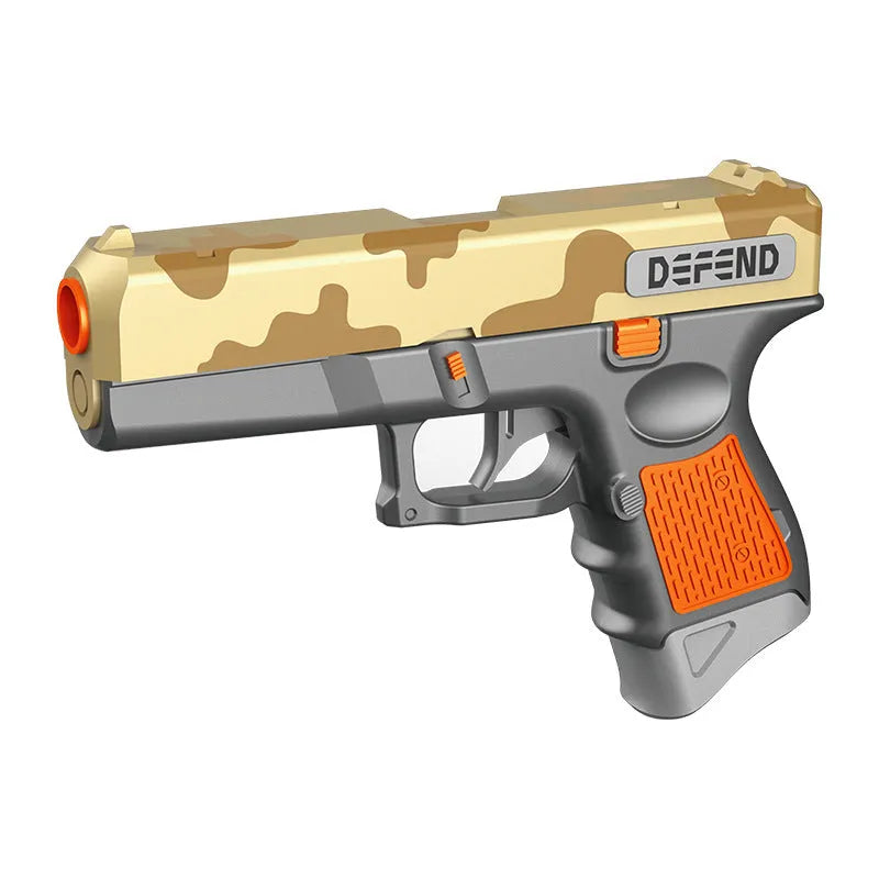Personalized children toy gun in orange, blue, camouflage green or grey, plastic, soft bullet shooting