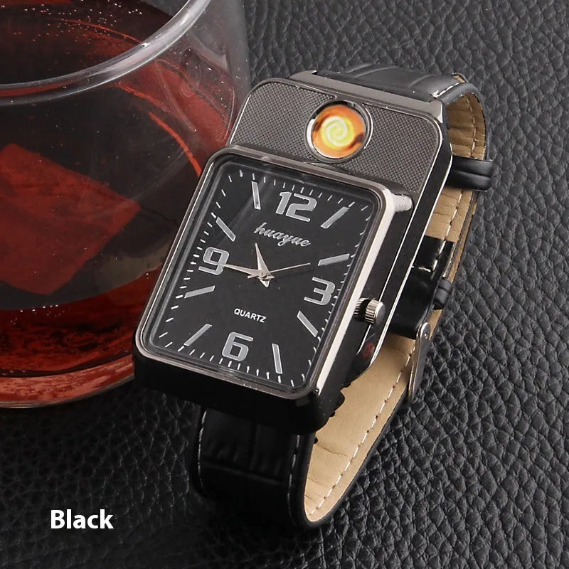 USB electronic cigarette lighter metal men's watch lighter in F777 Black and F777 White with wind resistance