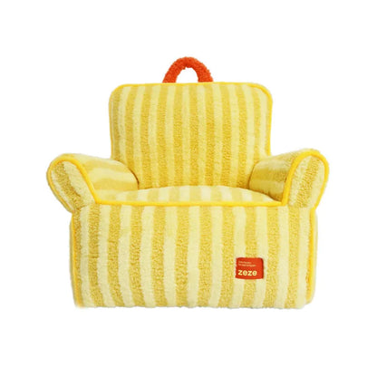 Striped soft velvet pet bed with removable cover in orange, purple, or yellow for dogs