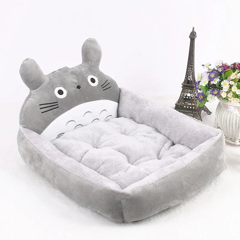 Cartoon-style soft pet bed sofa for small dogs and cats with a washable cover
