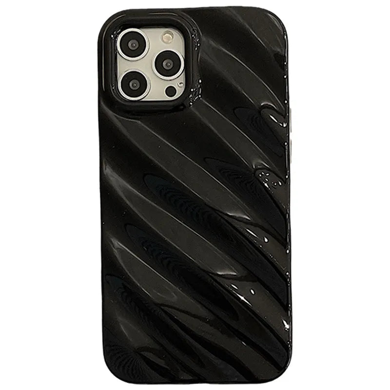 Ins Style simple pleated silicone phone case for Apple iPhone in a Nordic design colour.