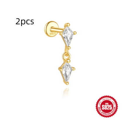 S925 sterling silver water drop shaped earrings with a flat spiral design in a gold electroplated finish.