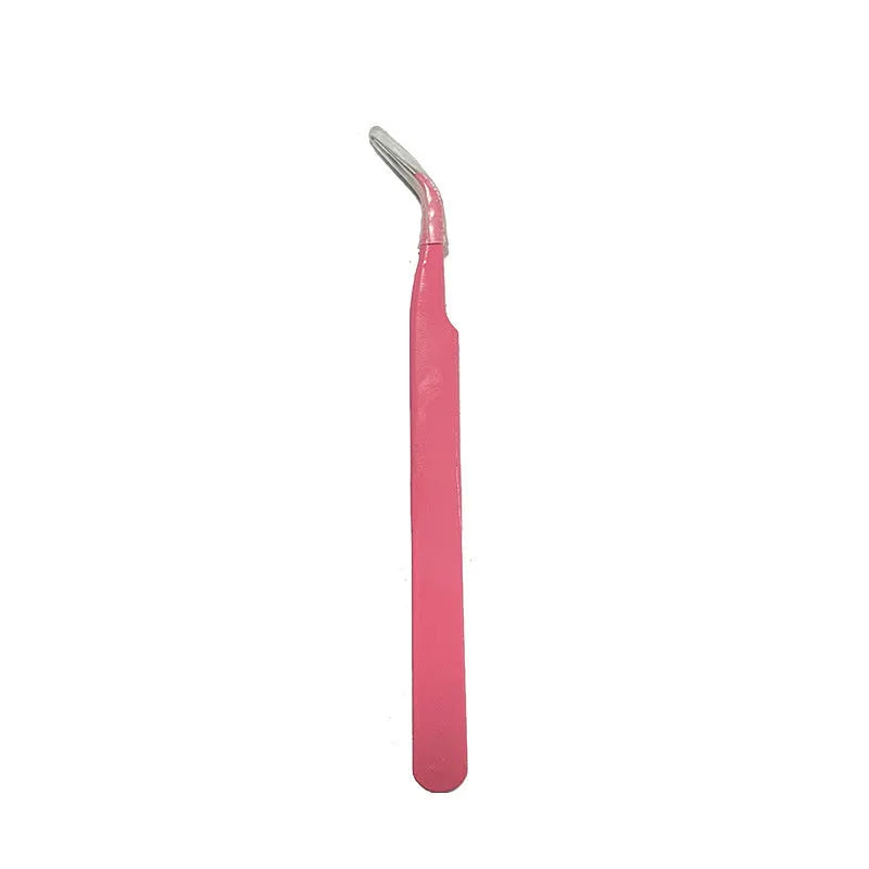 DIY false eyelash extension kit showing single clusters, tweezers, and DIYSET402/403 options on a pink background.