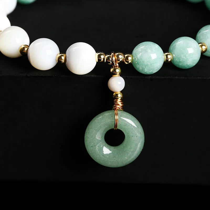 Natural blue Burma jade bracelet with horseshoe nuts and safety buckle
