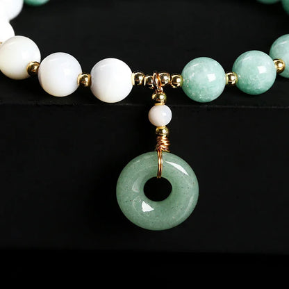 Natural blue Burma jade bracelet with horseshoe nuts and safety buckle