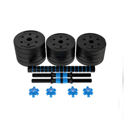 Red rubber-coated concrete adjustable dumbbells set, 10-40kg weights for household fitness barbell training