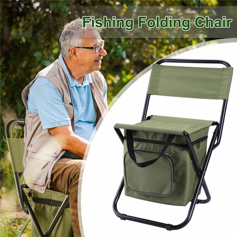 Portable Fishing Chair with Insulated Cooler Compartment - Durable Outdoor Furniture with Cooler for Chilled Refreshments