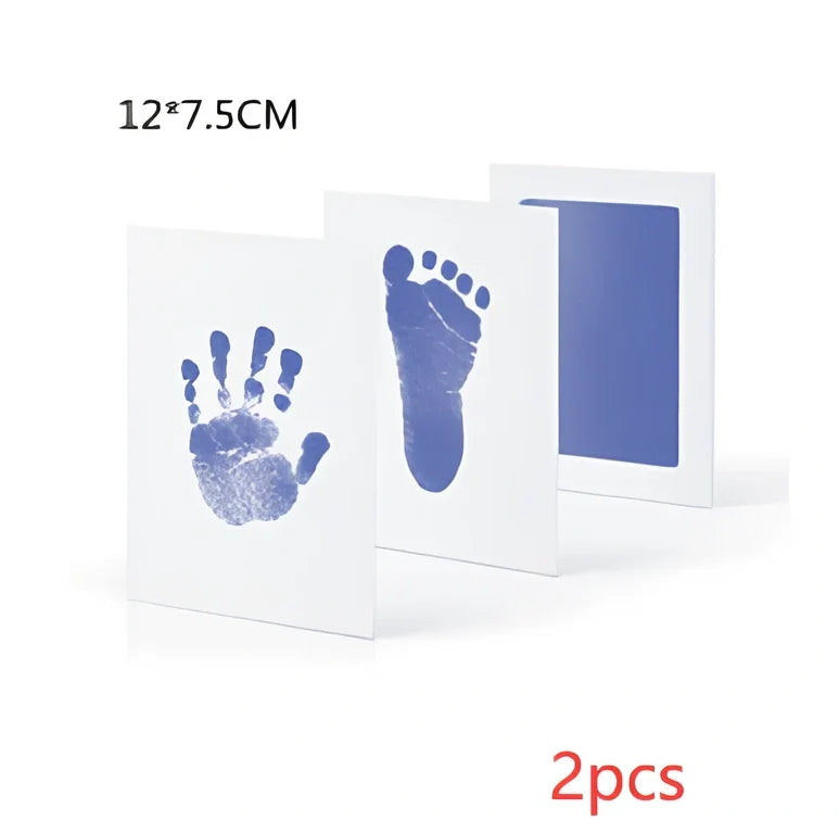 Disposable ink baby hand and foot print kit with six colour options and two size formats