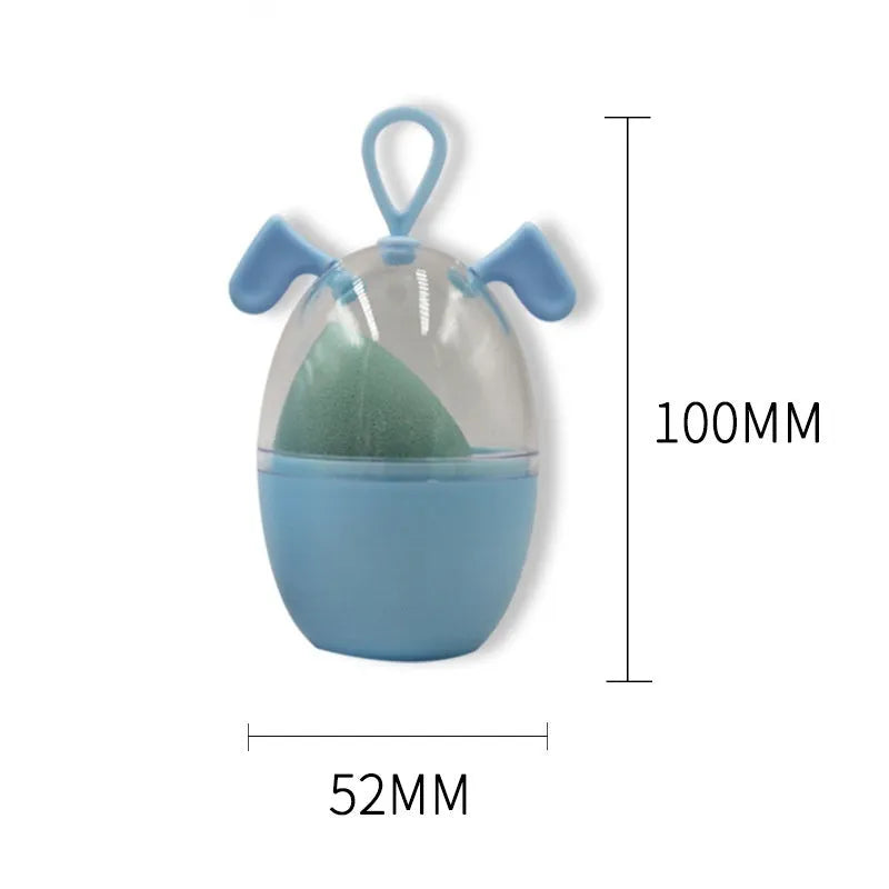Non-latex dual-use makeup sponge in teardrop, beveled, and gourd shapes, available in ten colours