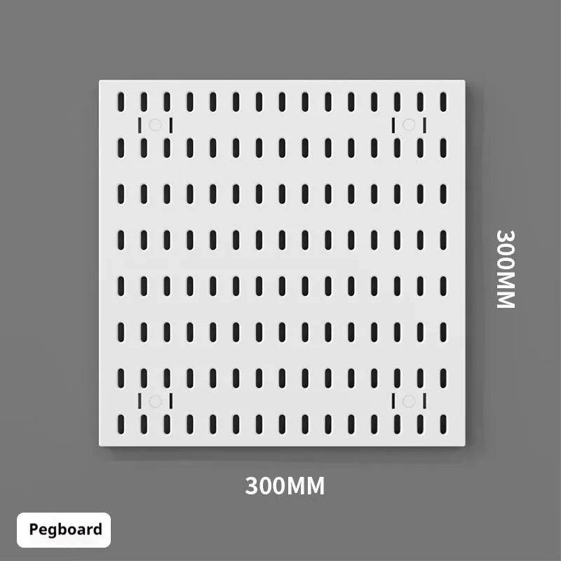 White and black punch-free wall storage rack with multiple size options for cable organisation