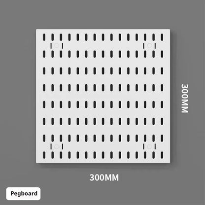 White and black punch-free wall storage rack with multiple size options for cable organisation