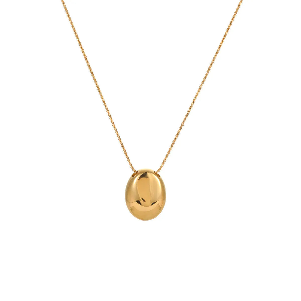 Gold-toned geometric pendant necklace on a chain, showing adjustable length between 41 cm and 50 cm.