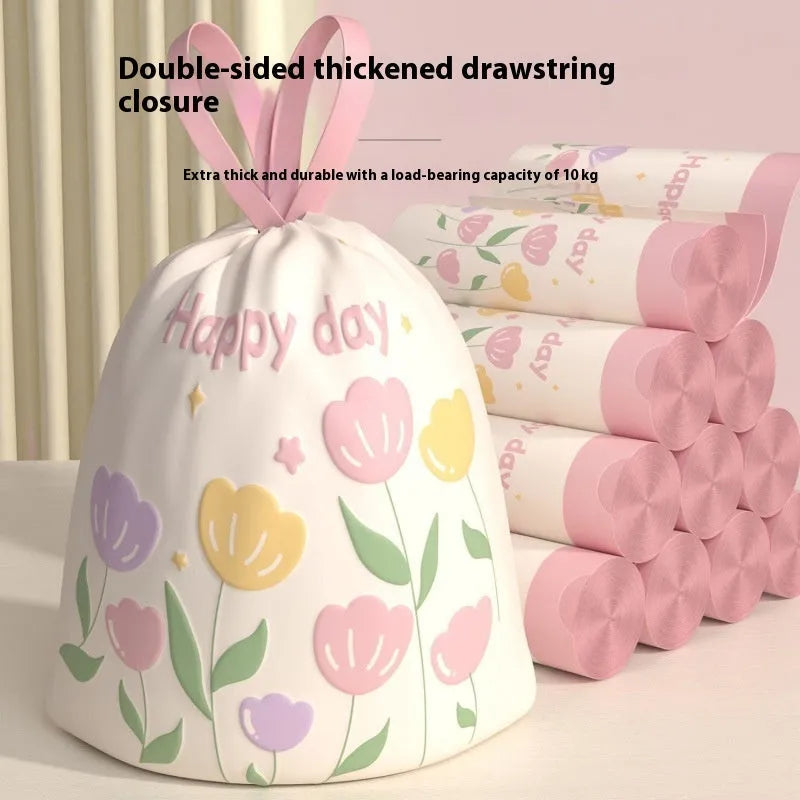 Pink argy wormwood garbage bags with drawstring, sized 44cm by 48cm, for insect-free waste disposal
