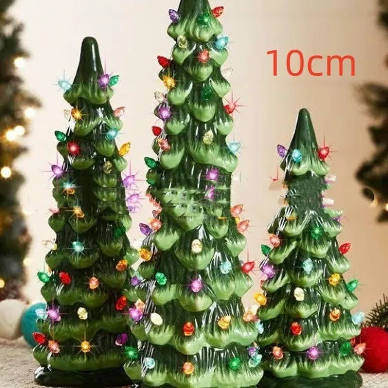 European-style Christmas tree decoration with LED lighting in resin construction