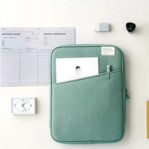Shockproof nylon tablet clutch bag with zip flap, card slot, in brick red, ginger, mint green, navy blue or pink.