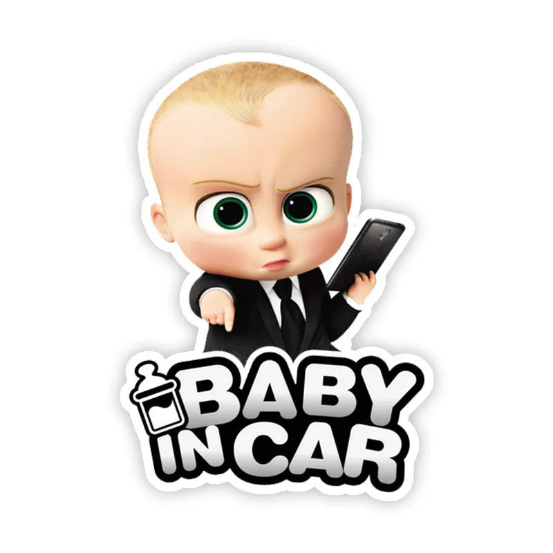 Baby On Board reflective car sticker B033 with PET material in multiple baby-themed designs
