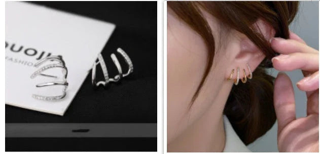 Elegant silver-tone zircon stud earrings with a sleek and sophisticated design