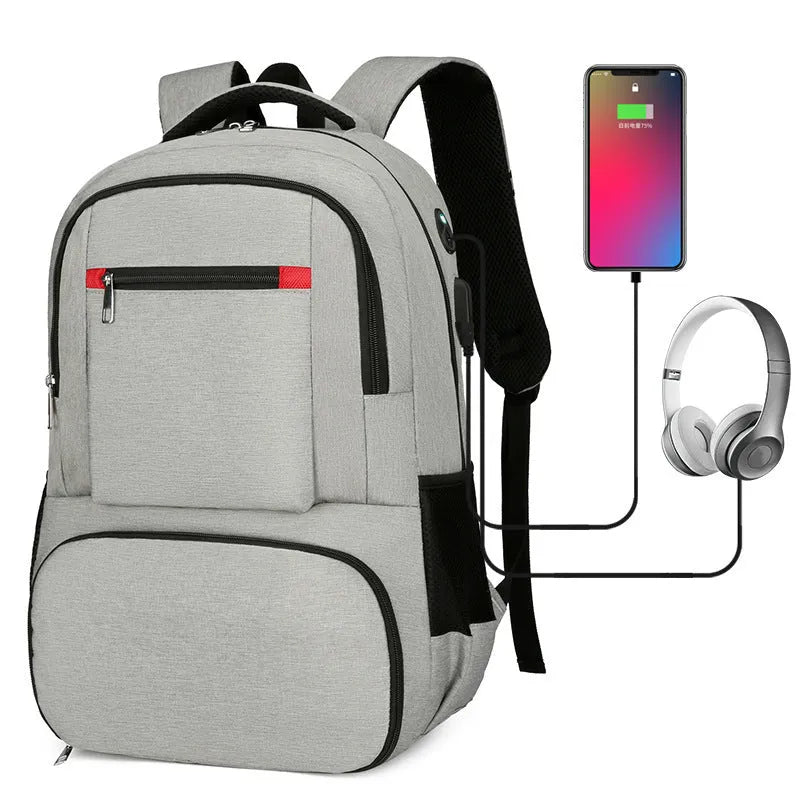 Oxford cloth insulated backpack in light grey with curved shoulder straps and dry-wet separation compartments
